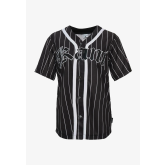Karl Kani Woven Signature Old English Baseball Women Shirt Black/White - Musta - Paita