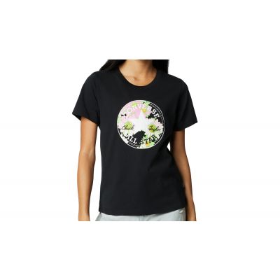 Converse Floral Print Patch T-shirt - Musta - Lyhythihainen T-paita