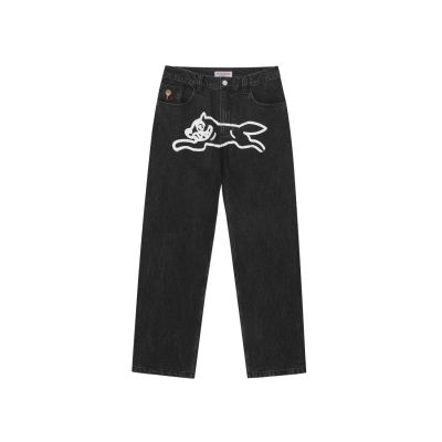 ICECREAM Spray Paint Running Dog Double Scoop Denim Pants - Musta - Housut ICECREAM Spray Paint Running Dog Double Scoop Denim Pants - Musta - Housut