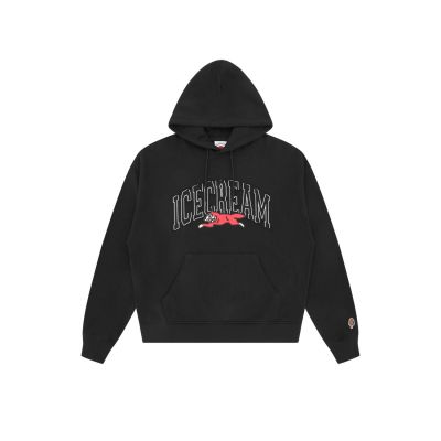 ICECREAM College Applique Running Dog Popover Hoodie Black - Musta - Huppari ICECREAM College Applique Running Dog Popover Hoodie Black - Musta - Huppari