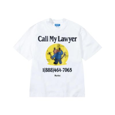Market Smiley Call My Lawyer Bear T-Shirt White - Valkoinen - Lyhythihainen T-paita